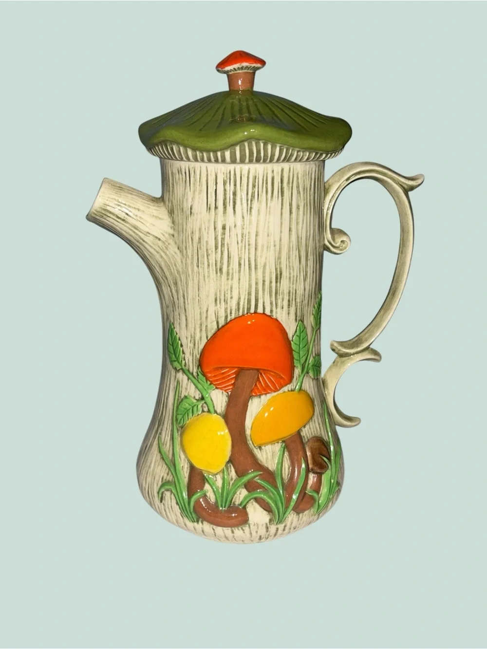 Vintage MCM Arnel's Mushroom Themed Ceramic Coffee or Teapot & Matching Mug